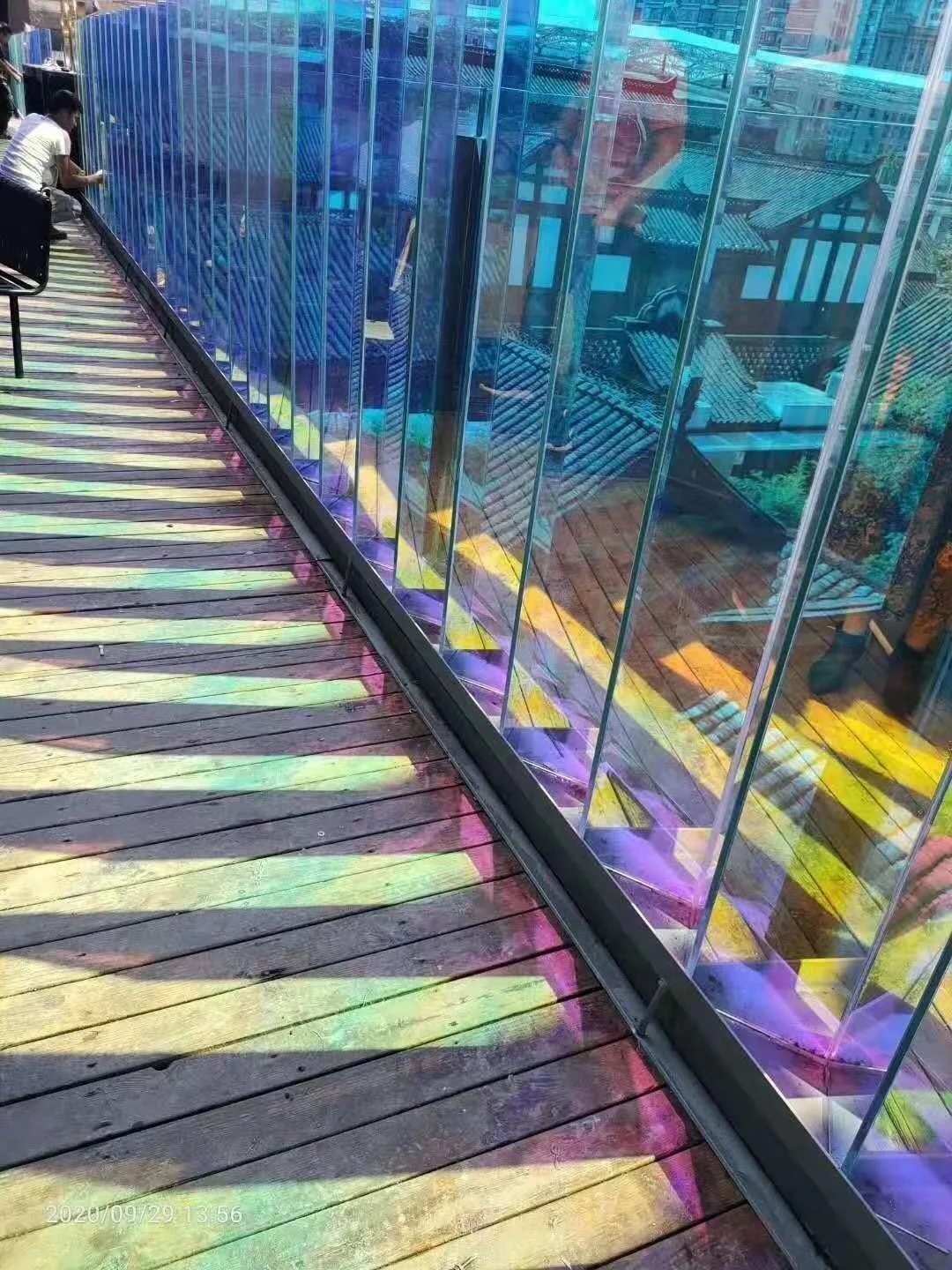 Waterproof Decorative Adhesive Colorful Rainbow pet film for building glass self adhesive window film
