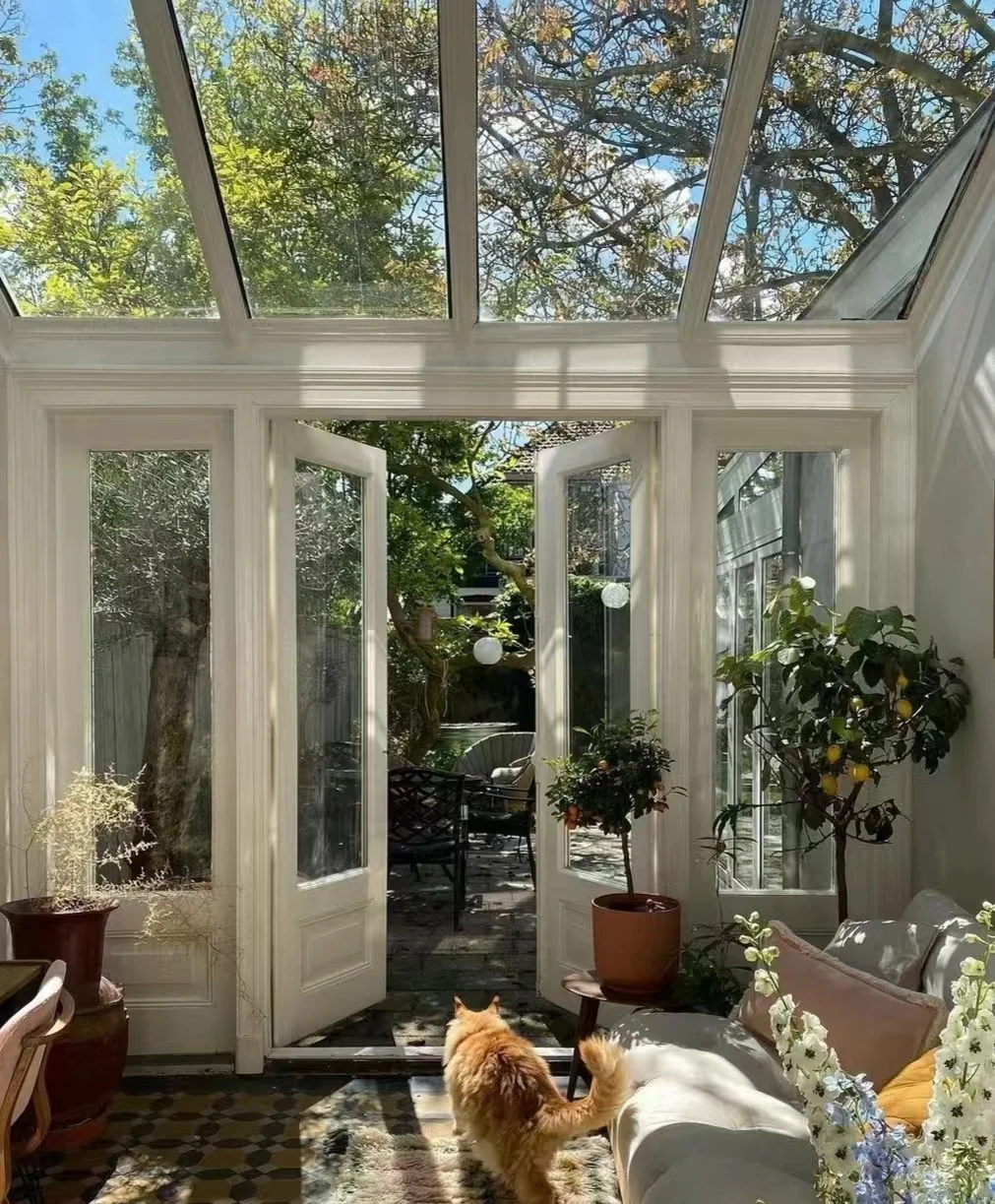 soundproof windproof modular prefab sun room glass garden house outdoor aluminum triangle sun rooms