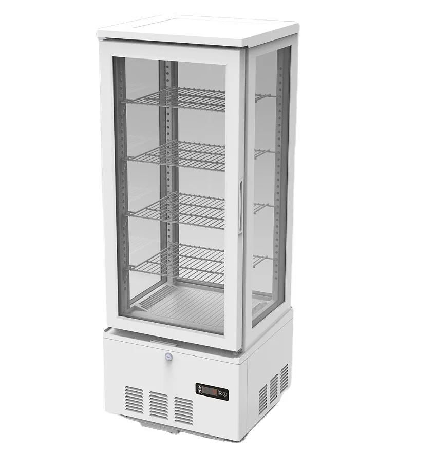 SC-98C Commercial 98L 4 Sided Glass Door Beverage Display Cooler Countertop Display Refrigerator