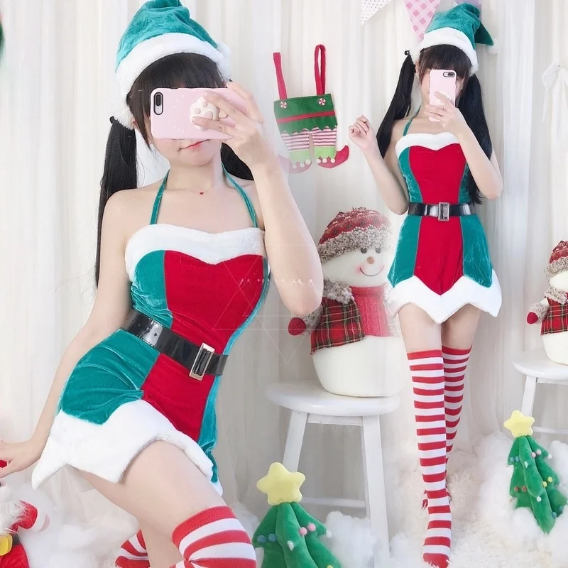Christmas adult female Christmas dress holiday party dress Santa Claus tree sexy dress