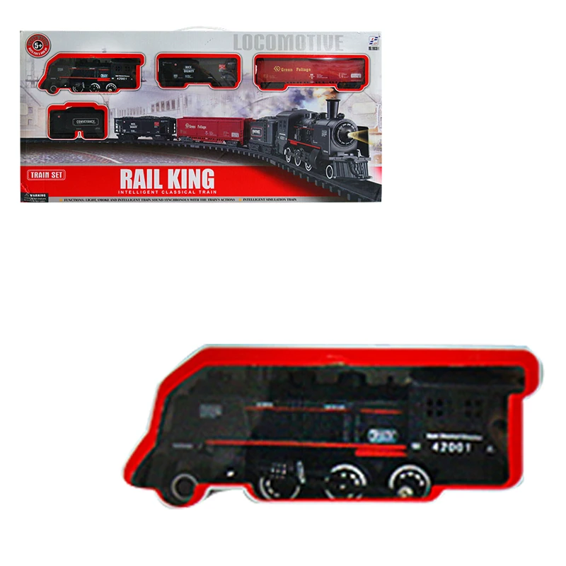 2020 hot selling electric rail train plastic steam smoke simulation train model classic for children toy