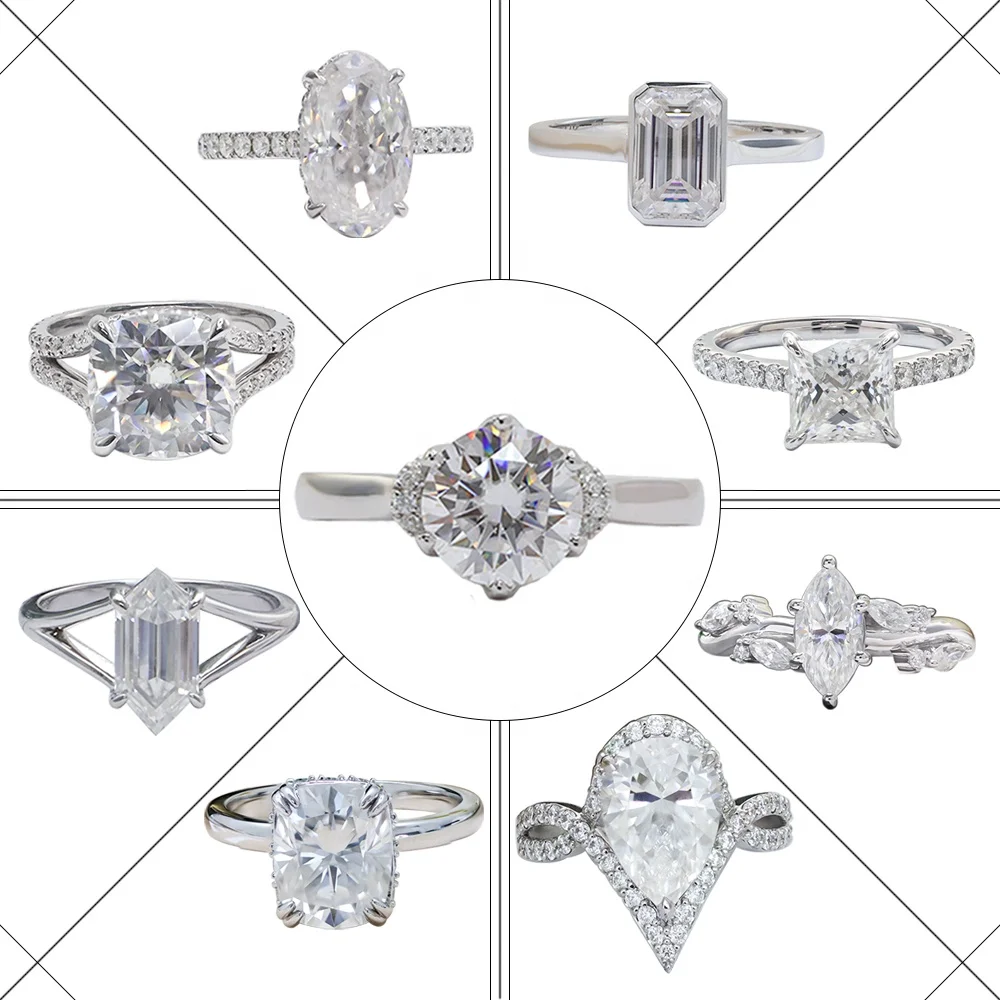 Paston Custom Jewelry Women Two Stones Design Ring 925 Silver 2ct+2ct Emerald & Pear Cut Moissanite Ring