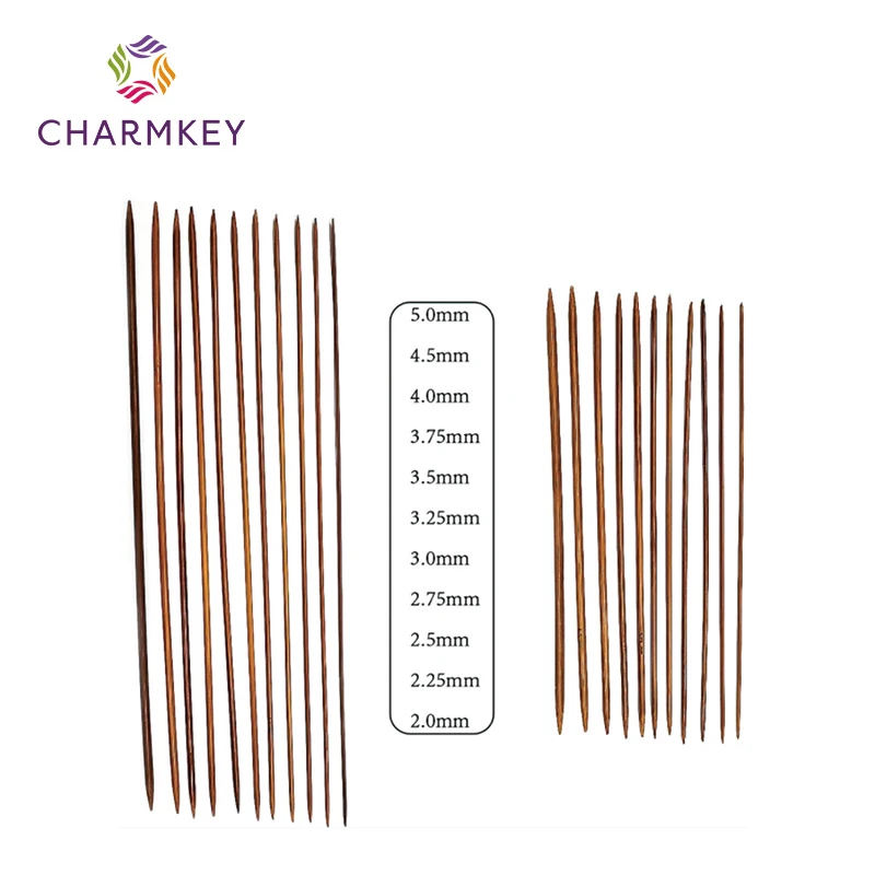 Charmkey 11 пар 25 36 см карбонизированные Двухточечные спицы для свитера прямые Бамбуковые Спицы вязания
