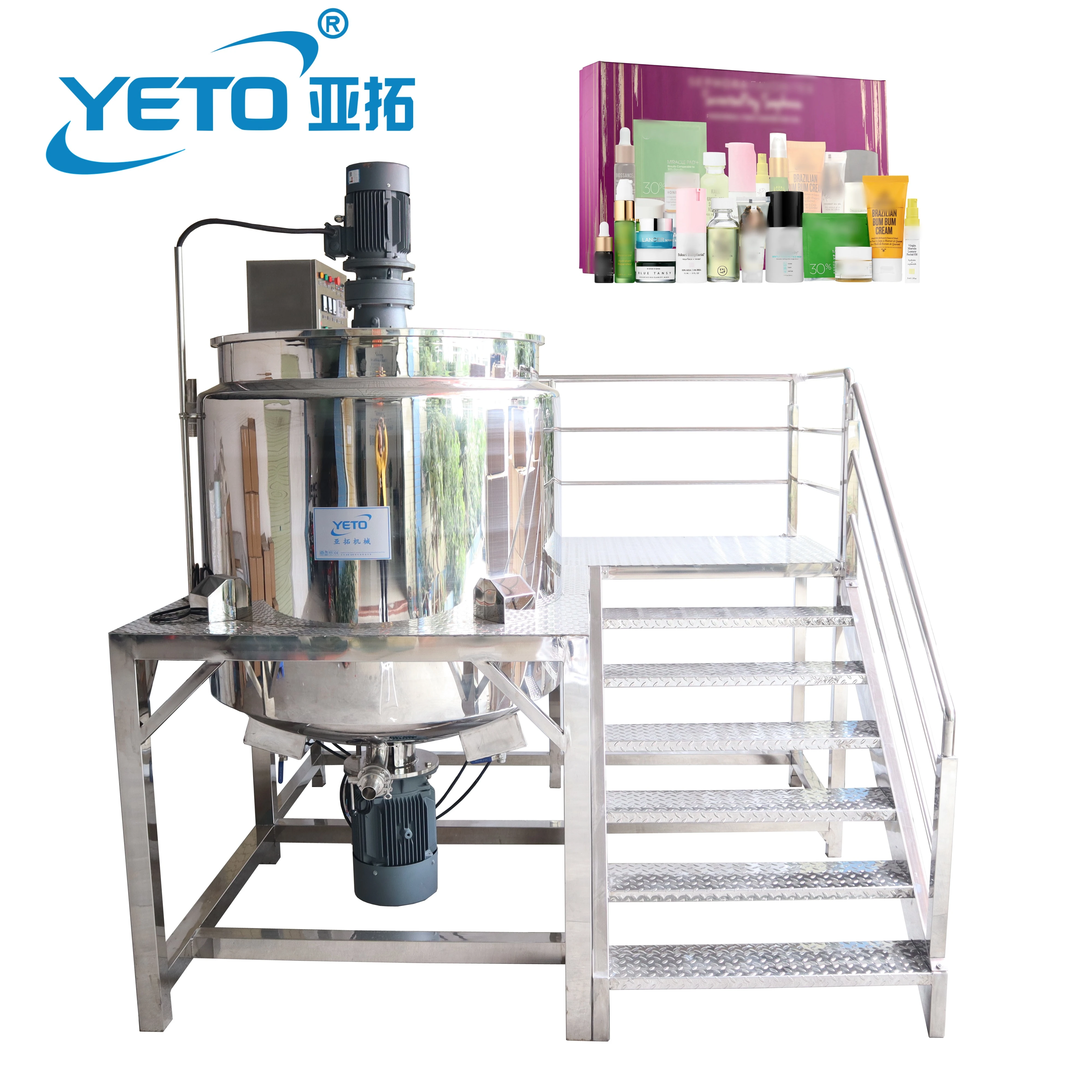 Yeto Stainless Steel Homogenizer Mixer Tank For Making Body Lotion Cosmetic Machine Mixer Homogenizer Emulsifier