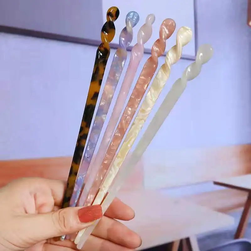 Hair Accessories Chopsticks Hair Strip Jewelry Retro Style Simple Marble Acetate Hairpin Hair Stick