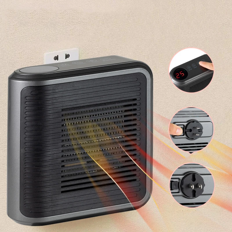 800W Wall Hang Type PTC Electric Home Heater Digital Display Touch Control Mini Office Room Household Fan Warming Heater
