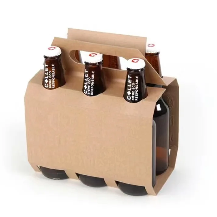 Custom Corrugated Beverages Bottle Recycled Colour Printing Logo Beer Packaging Box Cardboard Carrier Gable Beer Box