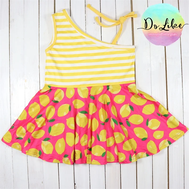 Summer kids clothing sunflower baby girl dress girls fancy dress with bow