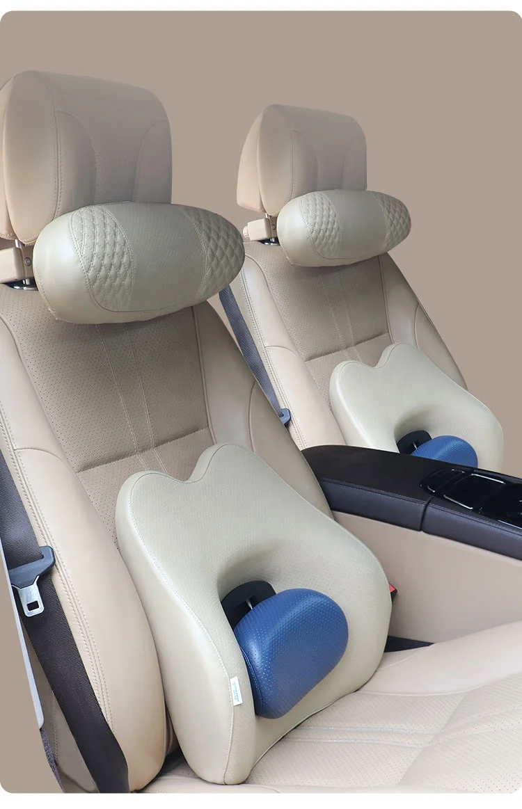 PU Leather Height Adjustable Driver Seat Lumber Sciatica Memory Foam Wedge Pillow Lumbar Back Support Cushion For Office Chair