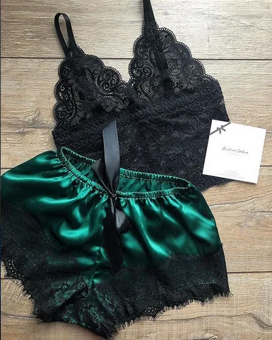 HY Wholesale Hot Sell Comfortable Lace Side Bowknot Two Piece Sexy Women Lingerie