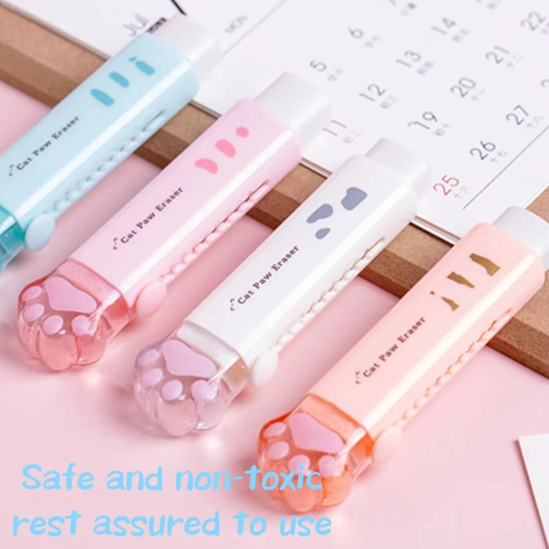 New cute cat claw automatic eraser retractable push-pull cartoon eraser without debris