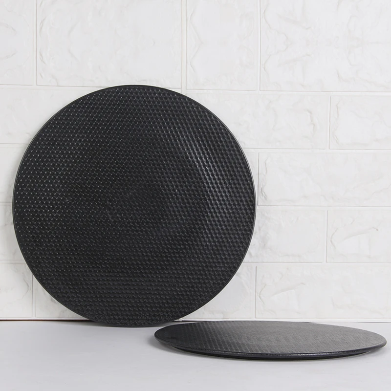 Wholesale Custom Dinner Flat Plates Round Black Hand Made Porcelain Dinnerware Embossed Ceramic Plate Ceramic Set