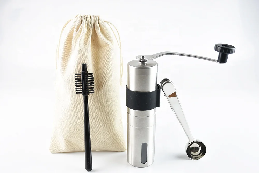 Manual Coffee Grinder Hand Coffee Bean Grinder with Measuring Brush Spoon