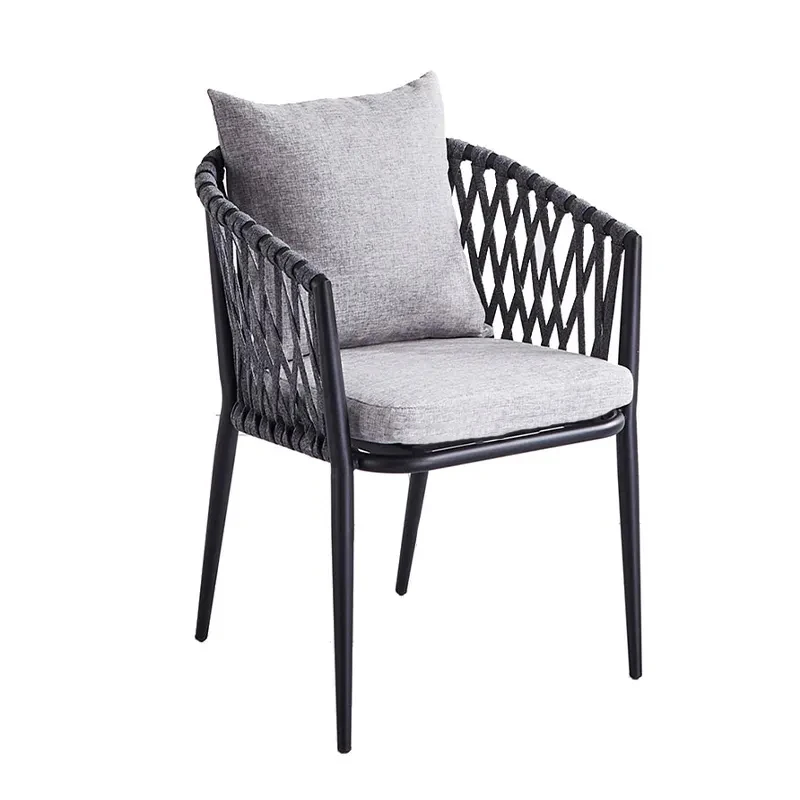 Terrace outdoor restaurant patio garden set furniture rope woven outdoor dining chair patio rope chair furniture