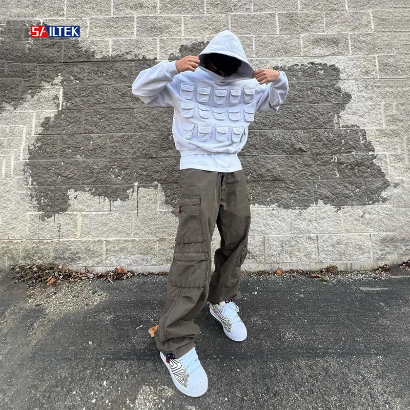 High quality 350 gsm fleece organic cotton oversized fashion hoodie with pockets custom logo pullover hoodies for men stylish