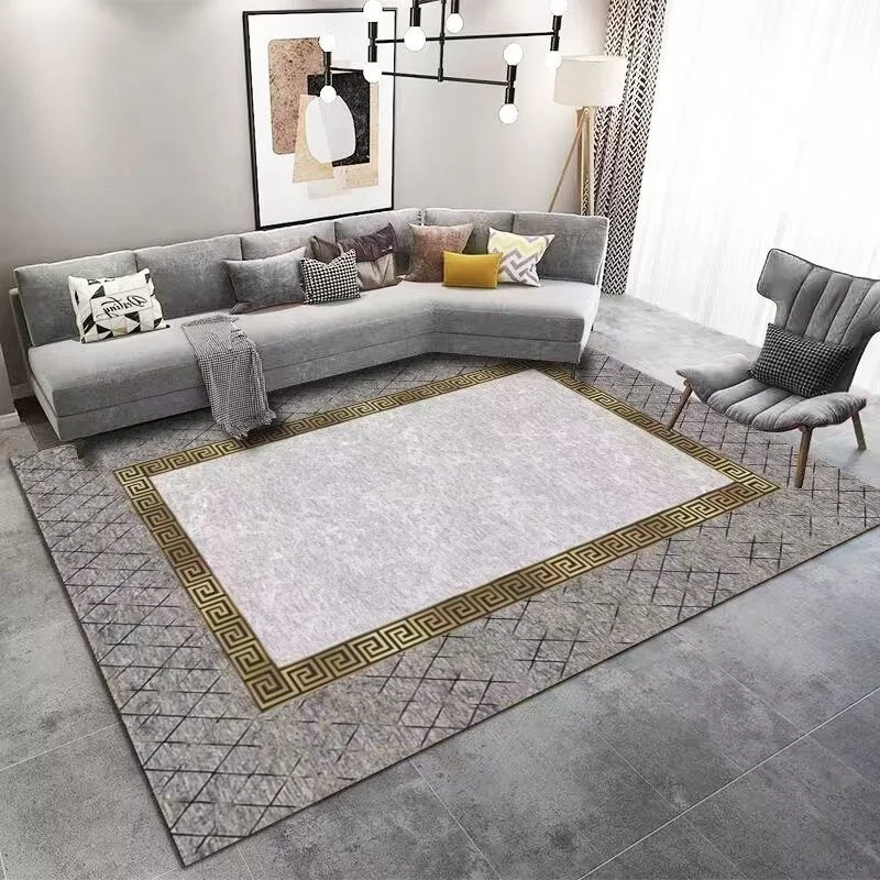 machine washable soft aesthetic thick velvet throw area rugs gold carpet for living room