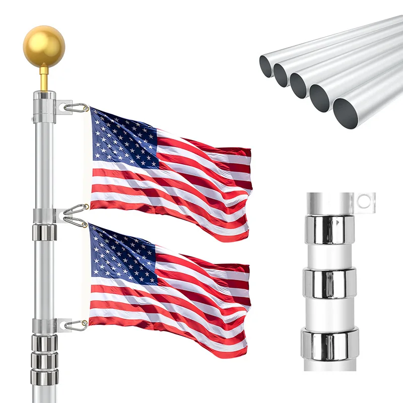 Outdoor stand 16ft 20ft 25ft 30ft flagpole aluminium stainless steel telescopic flag accessories pole
