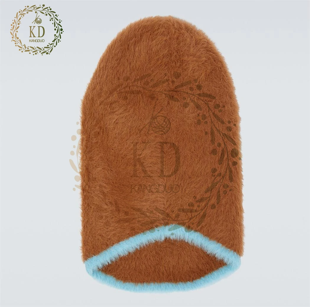 KD Knitwear Manufacture Custom OEM ODM Knit Fluffy Balaclava With Visor Mohair Wool Faux Fur Balaclava Hat