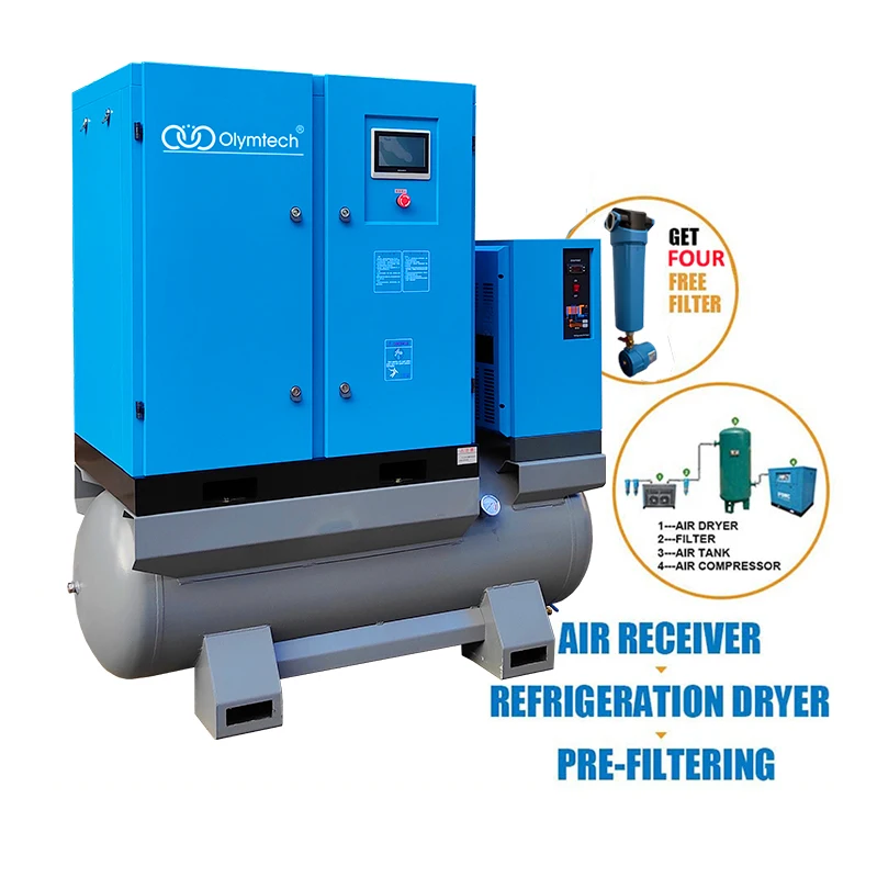 7.5KW 15KW 22KW 8bar 10bar 16bar laser cutting machine screw compressor with dryer energy saving industrial compressors