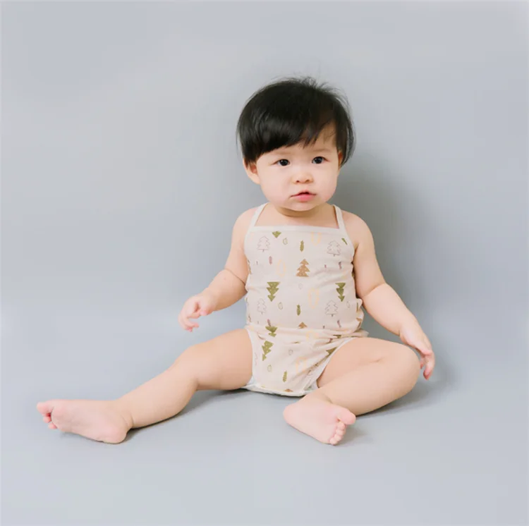 
New Design Organic Cotton Baby Rompers Summer Cartoon Printing Sleeveless Baby Clothes 