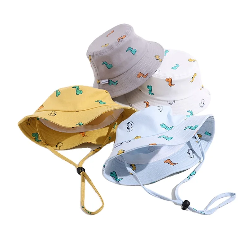 New style cute kids fisherman hats cotton baby bucket hat cartoon printed