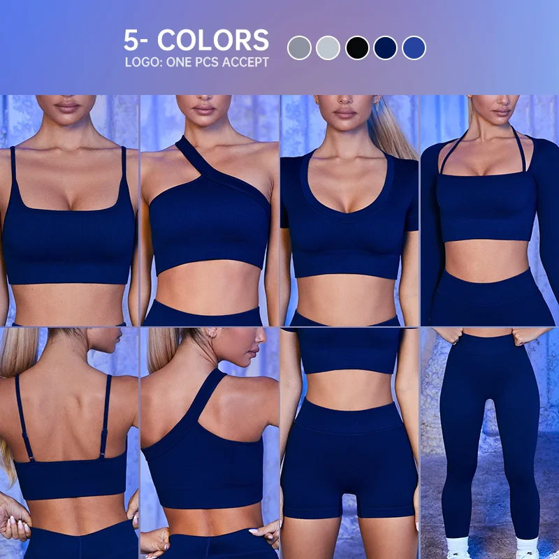 Wholesale Women Fitness Apparel Sportswear Sport Bra And Leggings Two Pieces Activewear Set Ribbed Athletic Gym Workout Yoga Set