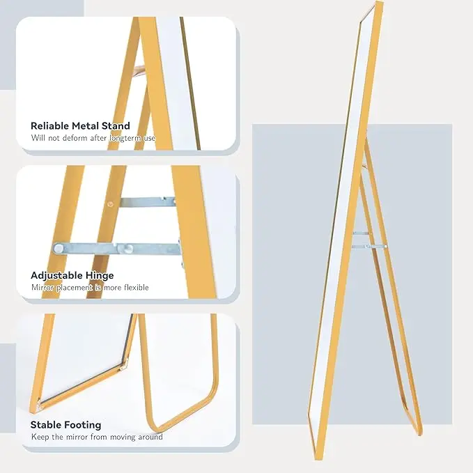 Custom Vintage Full-Length Floor Stand Rectangle Arch Wall Mirror Golden Aluminum Rustic Hanging Dressing Display Silver Artwork