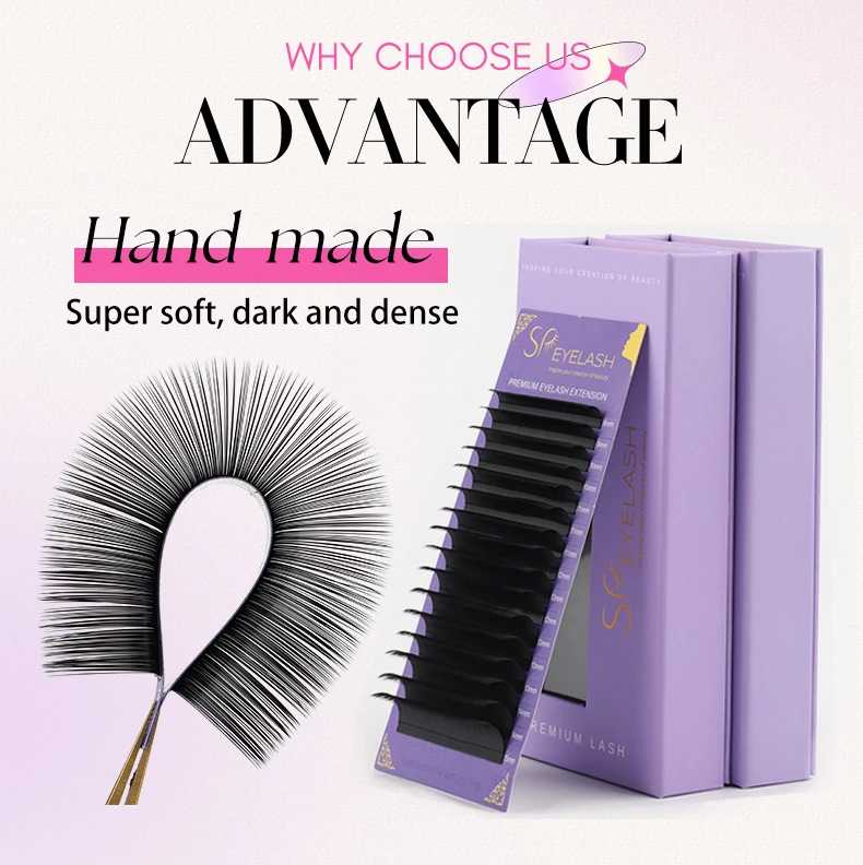 SP EYELASH 0.05 Matte Dark Black Volume Lash Extensions Cashmere Eyelash Extension Supplies Private Label Individual Lash Trays