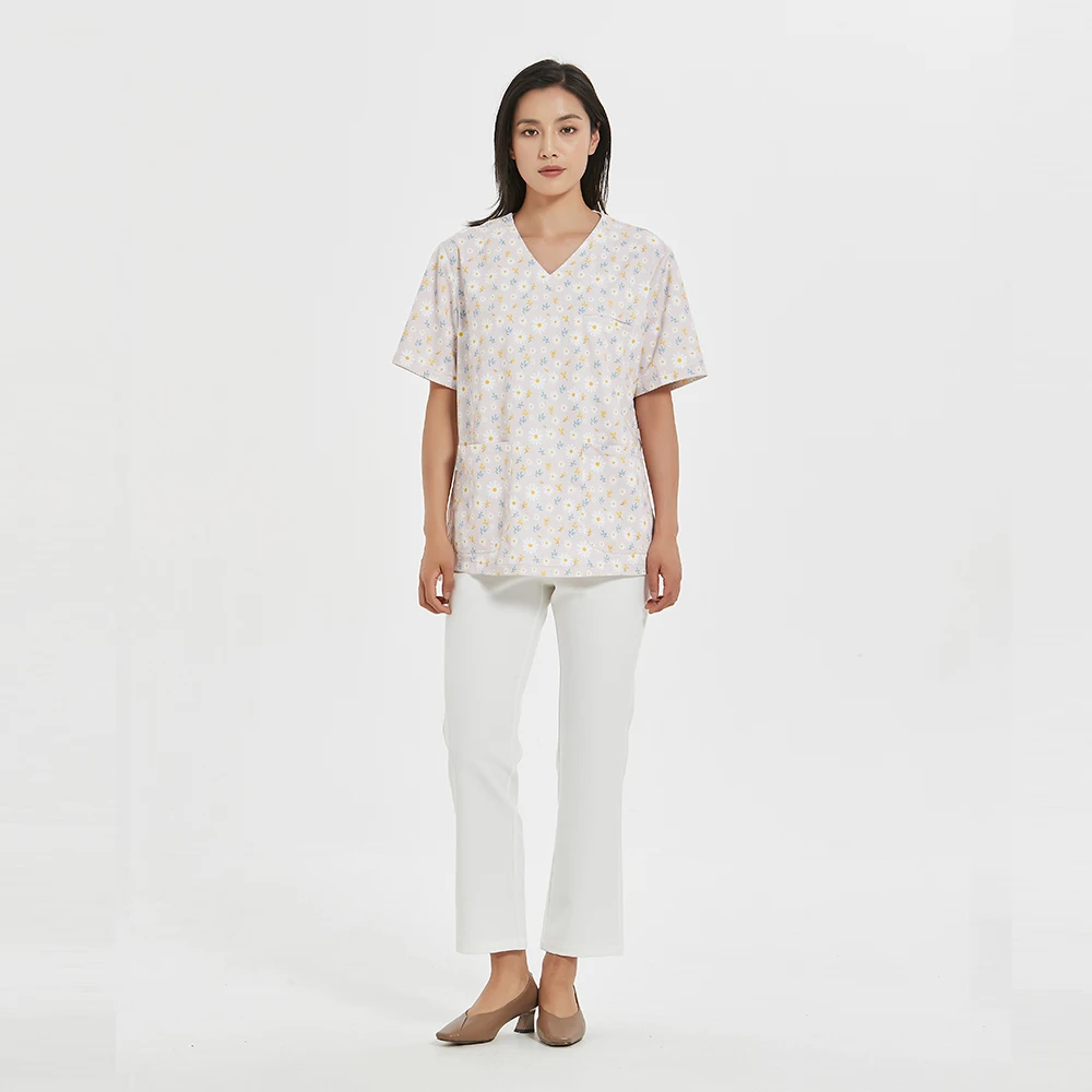 
High Cartoon print surgical uniforms pharmacy hospital nurse scrubs tops breathable beauty salon dentistry pet doctor overalls 