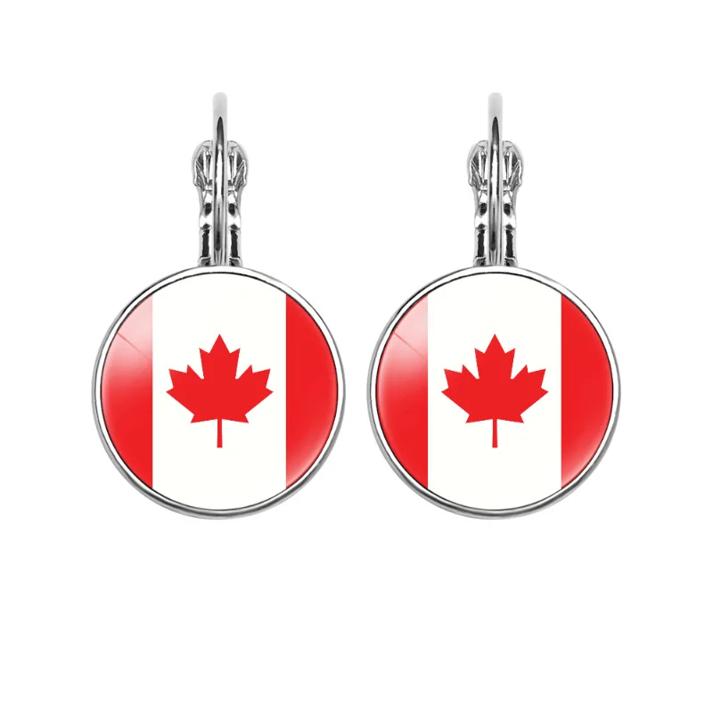 Manufacturer Direct Sale Canada Canada Flag Drop Earrings Women Hoop Earrings For Promotional Gift