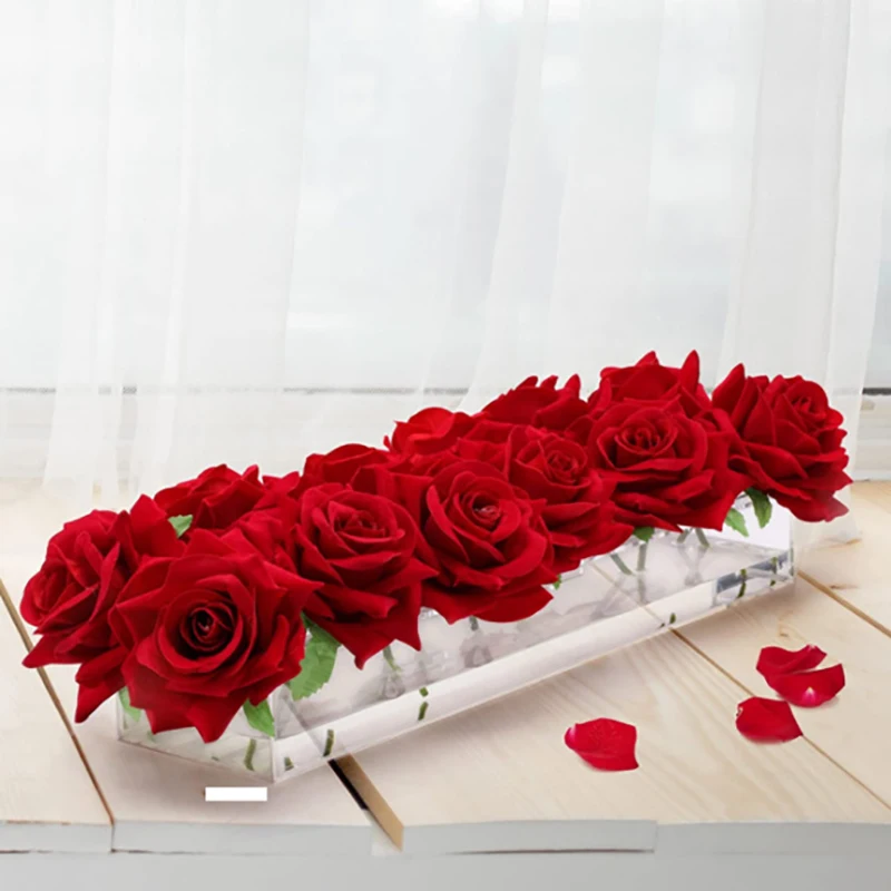 Weddings Desktop Center Decoration Flowers box Rectangular Home Decoration Transparent Acrylic Vase