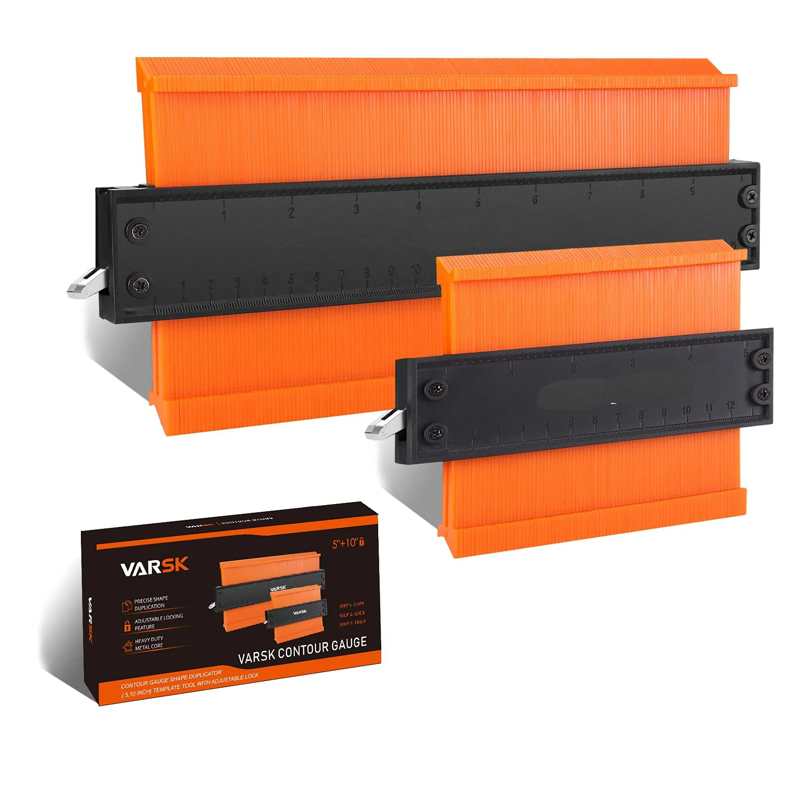 5-10 Inch Metal Construction Ruler Plastic Contour Gauge Ruler for Corner