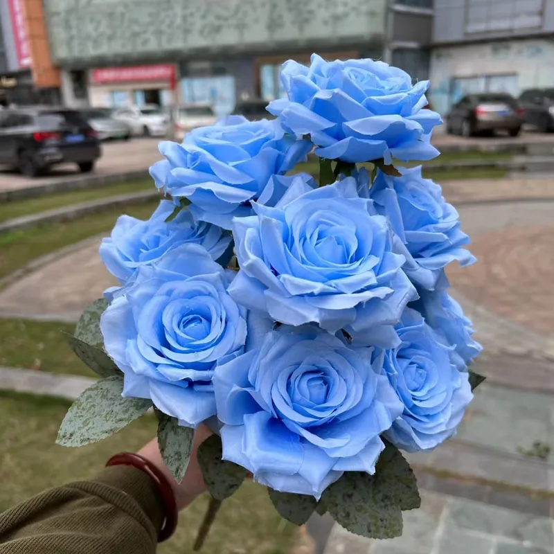 Red Rose  Faux Silk Roses Artificial Flowers Wedding Decoration Home Bunch Roses Artificial Flowers Bulk