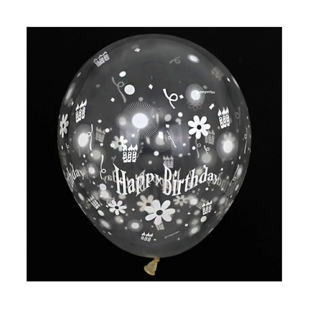 Custom Made Round 12 Inch Helium Printed Ballon Pink Happy Birthday Number Printing Latex Clear Transparent Balloons