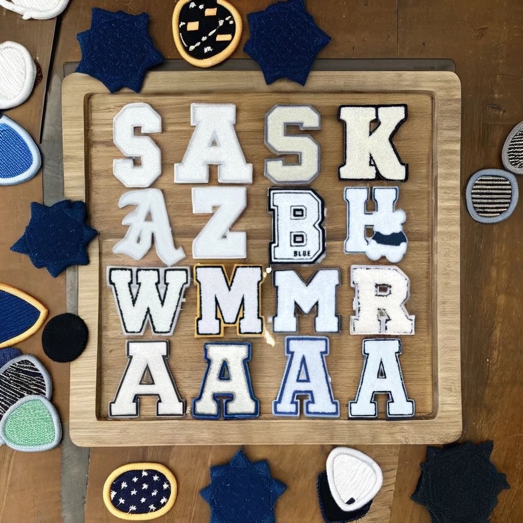 Factory patches custom embroidery chenille Letters patch iron on Baseball Football Sport garment clothes accessories labels tags