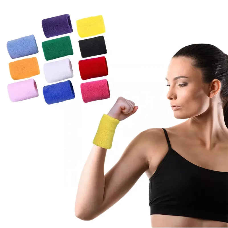 Customized Logo Cotton Elastic Carpal Tunnel Wrist Support Belt Terry Towel Sweatband Tennis Sports Wristbands