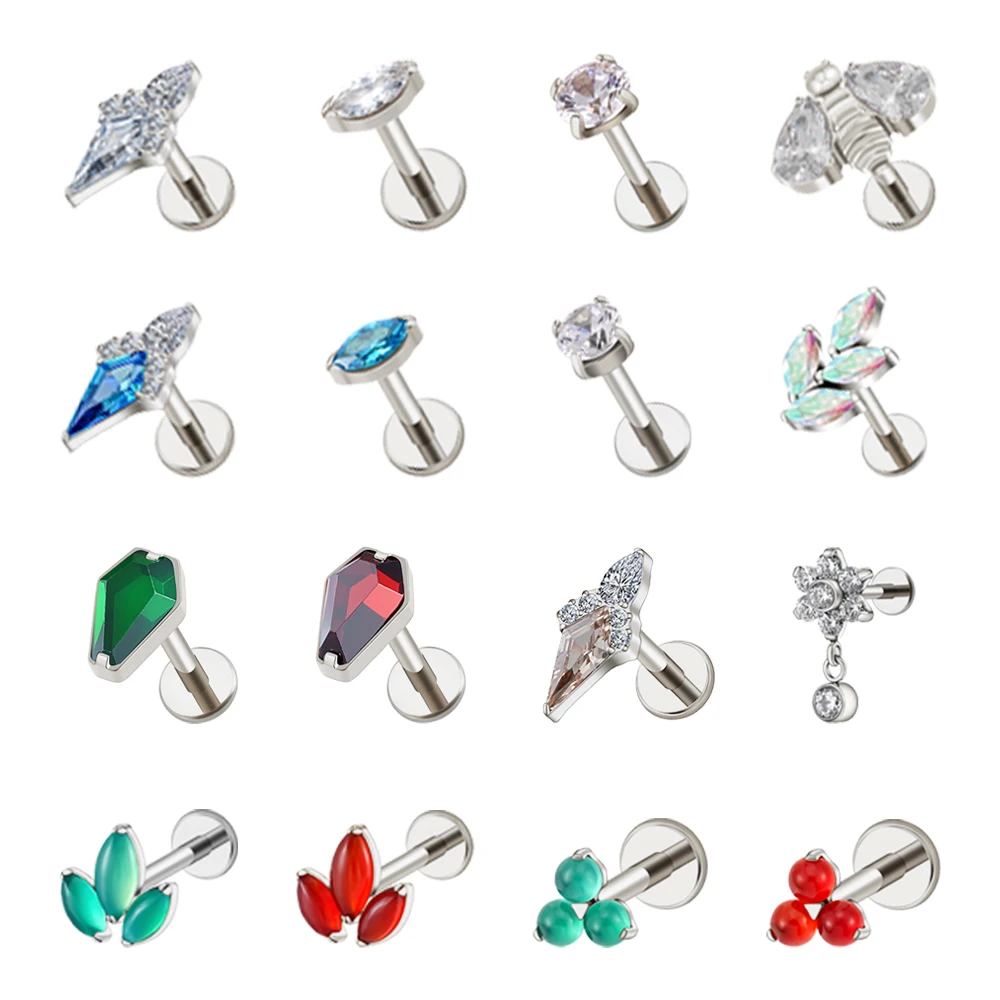 Right Grand G23 ASTM F136 титановые красочные CZ Labret Кольцо модный дизайн Нос уха пирсинг ювелирные изделия