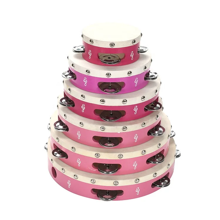 Wholesale china merchandise kids Plastic wooden double row tambourine and steel hand drum