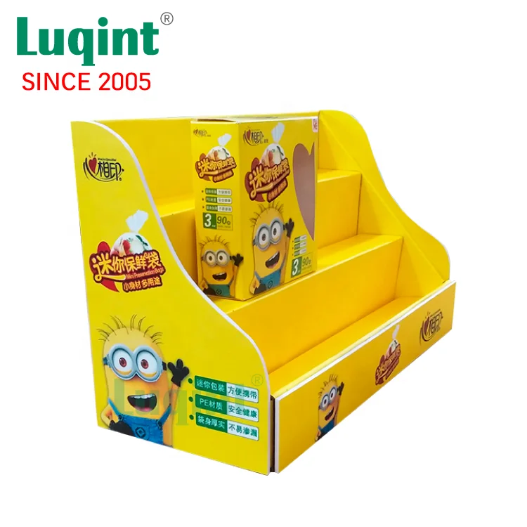 Supermarket CMYK Printing Size Customized Retail Cardboard Display Counter For Wet Tissue