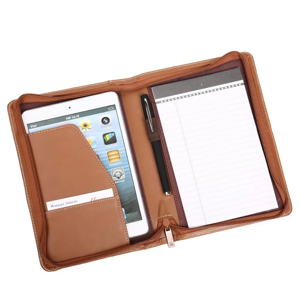 Hot Selling Custom Logo portfolio Leather Cover A5 Padfolio With Notepad And Pen