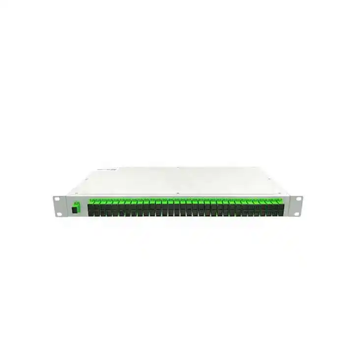 FTTH 1U 19 Inches White 1 X 64 Fiber optic PLC splitter micro module pallet rack Mount splitter SC / APC