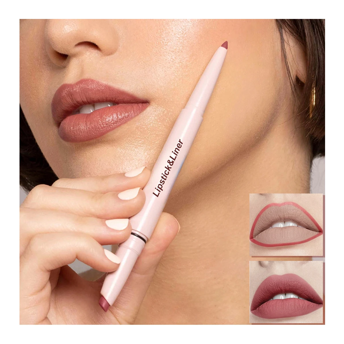 Vegan Transfer Proof Cream Lip Liner And Lipstick  Waterproof Tinted Dual Head Stain Private Label  Lip Liner