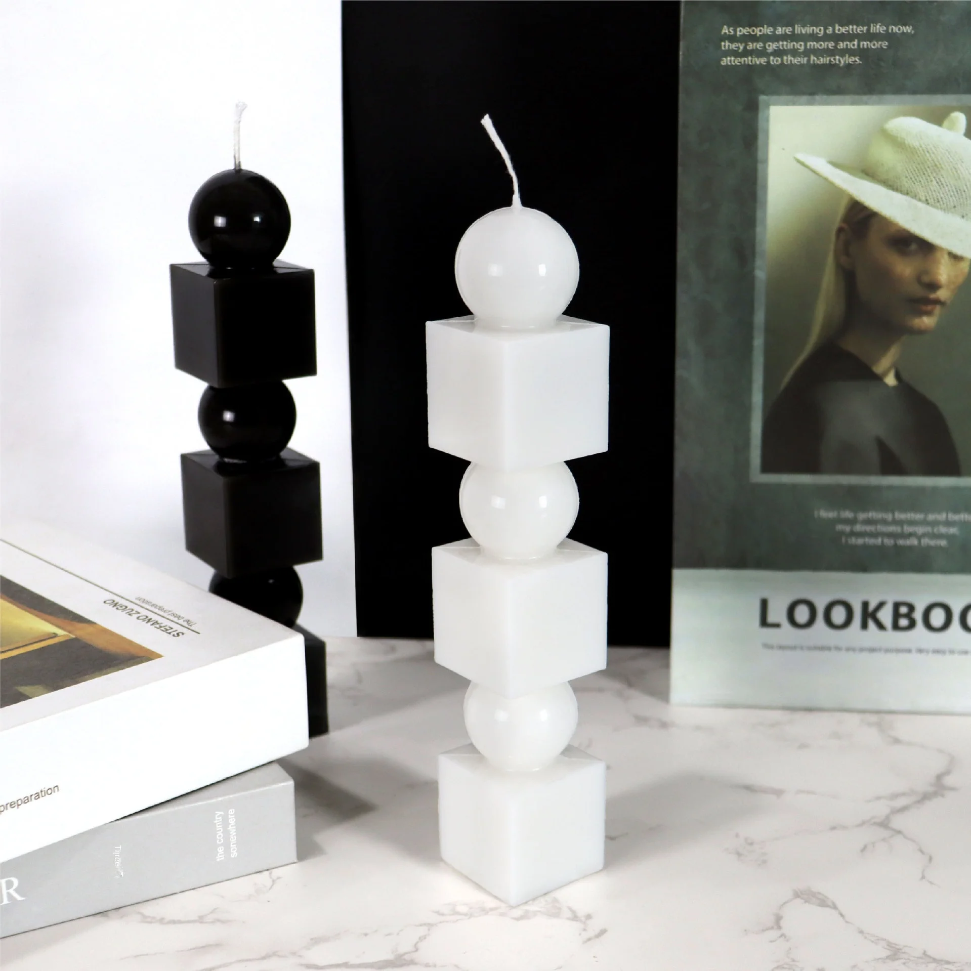 Square Ball Folding Column Diy Candlestick Pc Acrylic Two-Flap Mold Diy Handmade Candle Mould