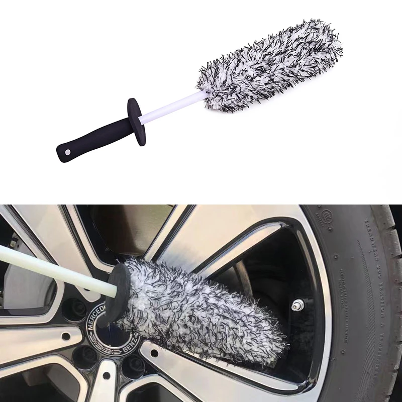 Car Wash Super Brush Microfiber Premium Wheels Brush Non-Slip Handle Easy To Cleaning Rims Spokes Wheel Barrel Car Accessories