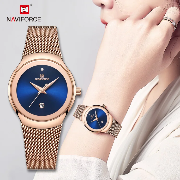 NAVIFORCE 5004  Relogio Feminino Montre Femme Diamond Watches For Women wristwatches girl gift Leather Strap Other  Watches Saat
