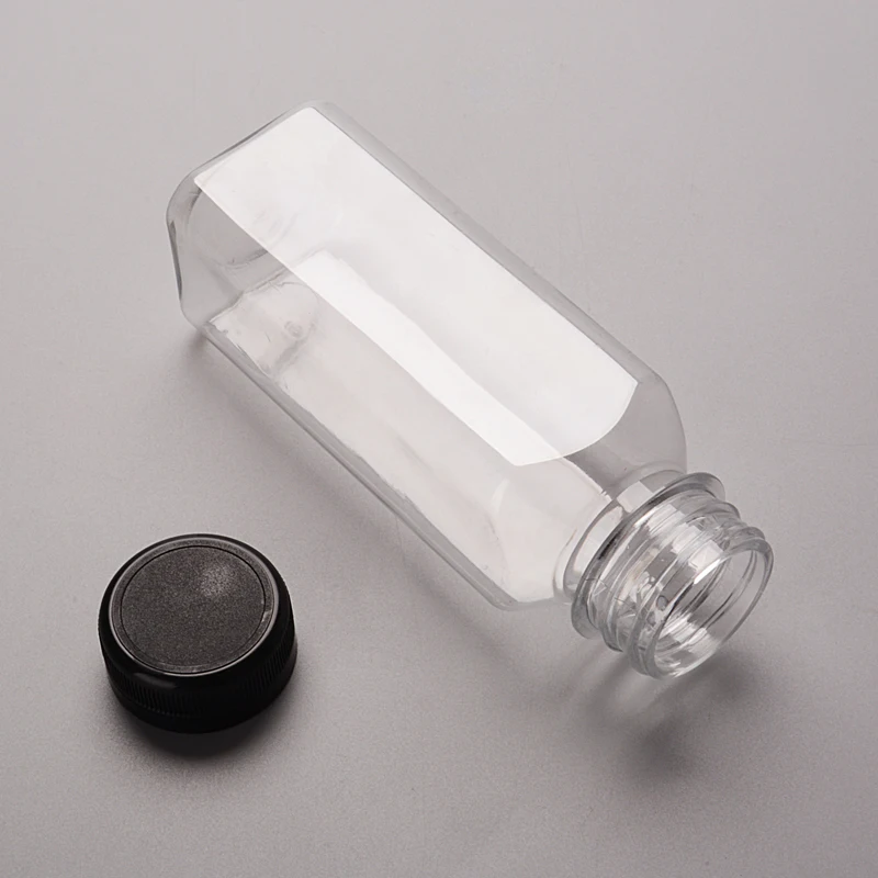 12oz pet bottles square white cap Juice PET Empty Bottle clear  plastic juice beverage bottles