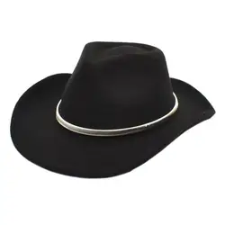 RTS Men Unisex Wide Brim Plain Color Women Imitate Wool Fedora High Quality Metal Chain Band Panama Fedora Felt Hat