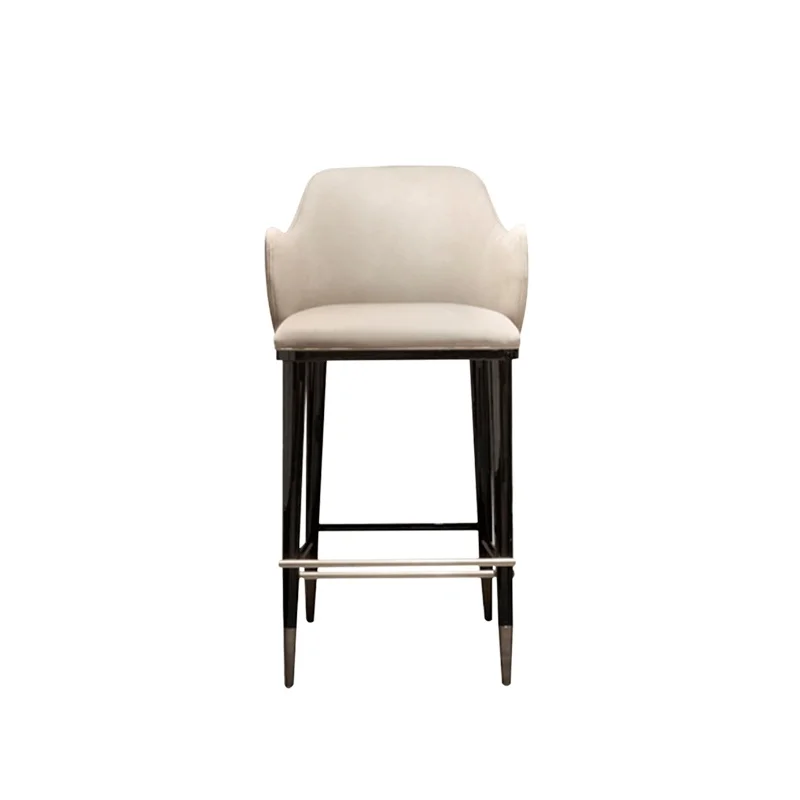 Luxury customized bar stool leather upholstery solid wood frame elegant high stool for restaurant bar and hotel furniture