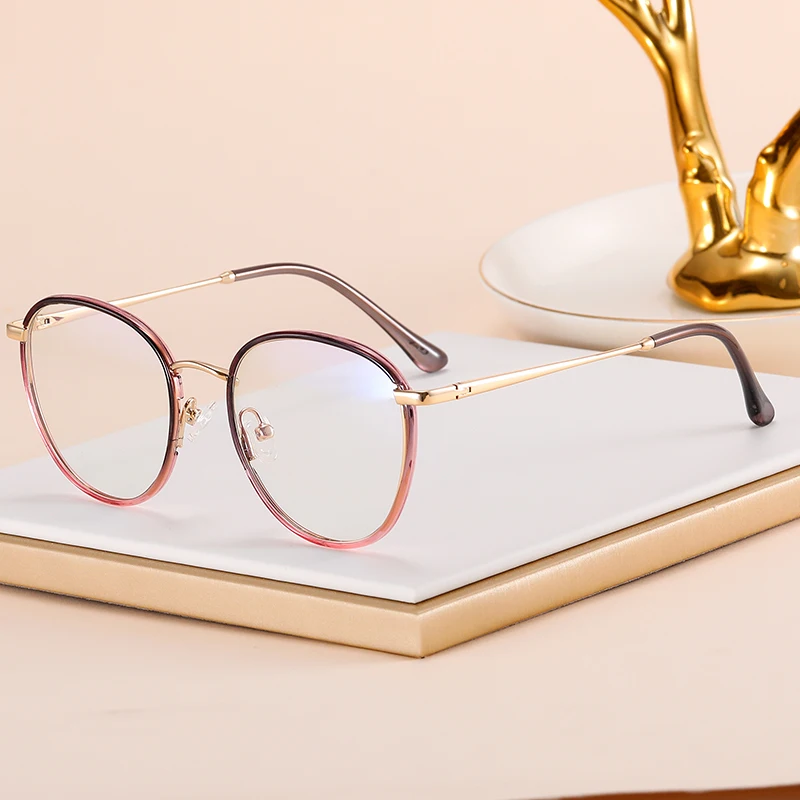 MS 83607 New Fashionable Anti-blue Light Eyewear Cute Round Frame Metal Women Optical Glasses With Customized Logo