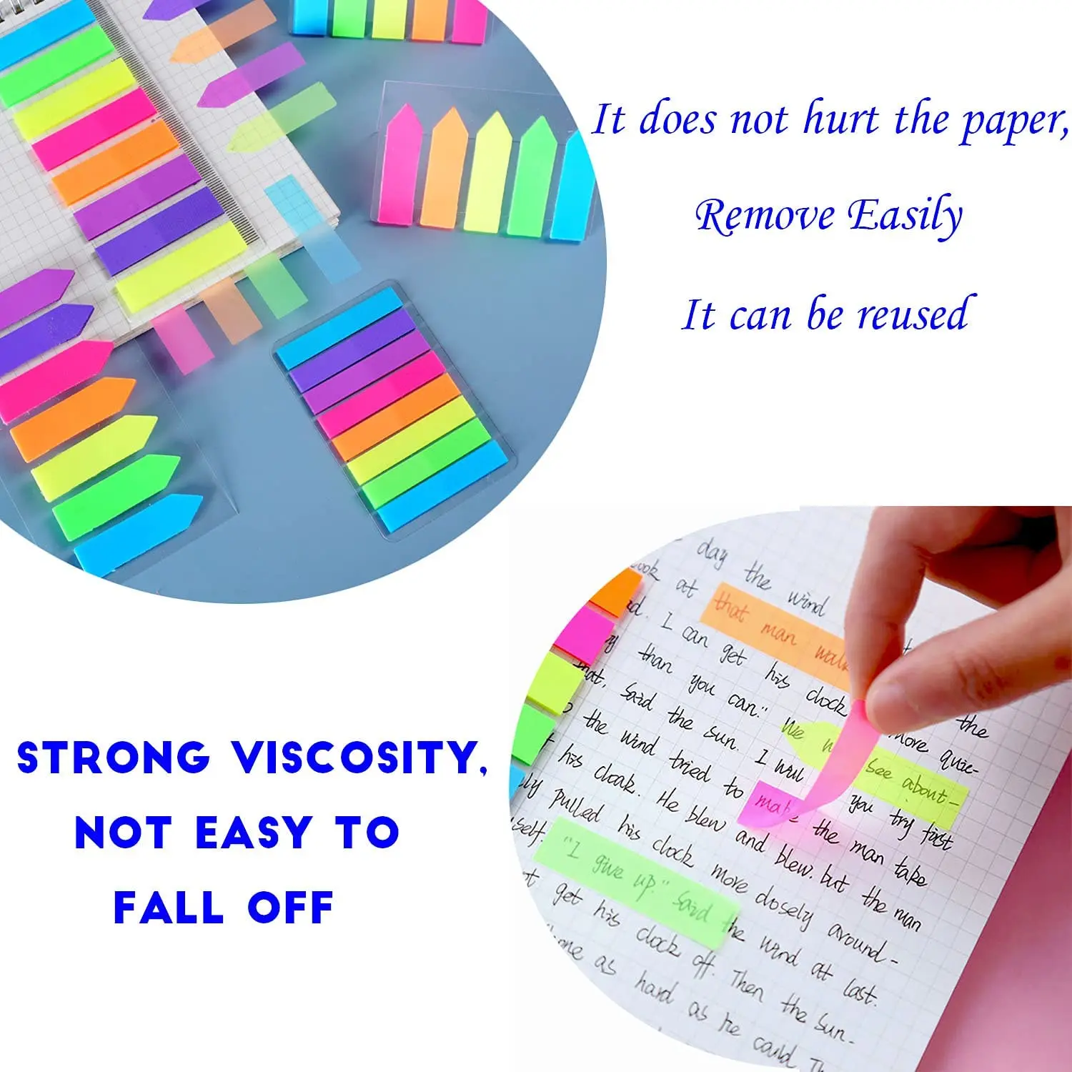 Rectangle shape colorful PET page marker stationary sticky notes with ruler holder